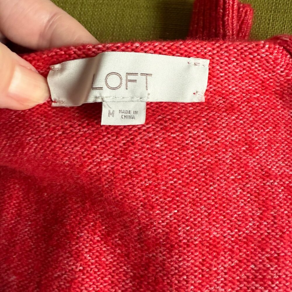 LOFT Stitchy Red Turtleneck Sweater - M - Picture 2 of 4